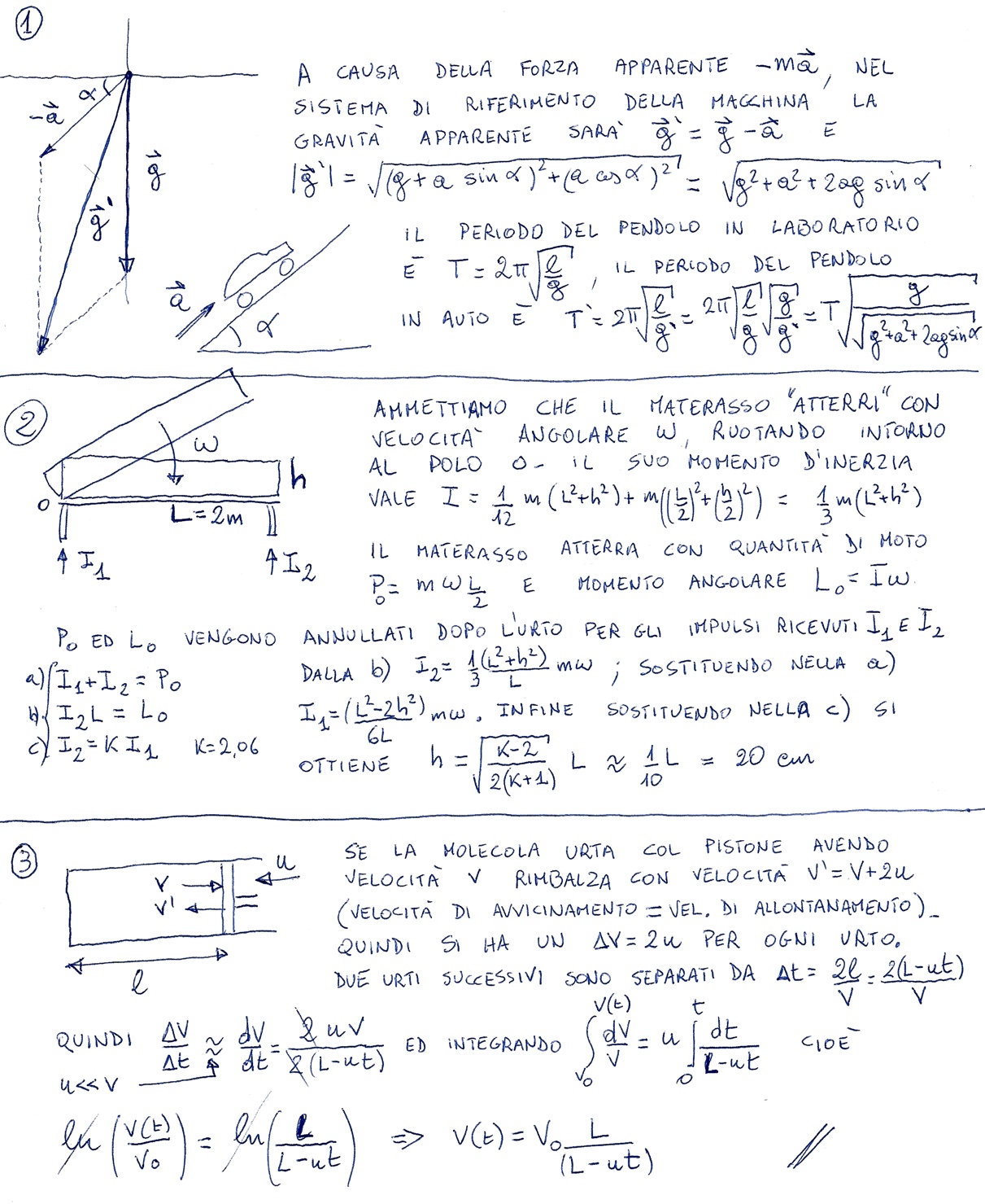 Archivio vecchi compiti scritti d'esame di Fisica Generale 1